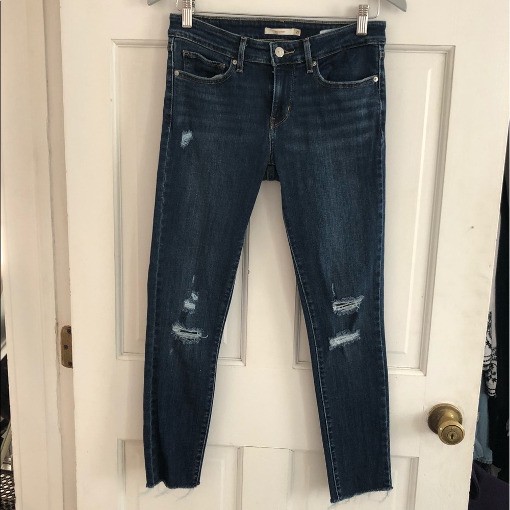 Levi’s Distressed 711 Skinny Ankle Blue Jeans